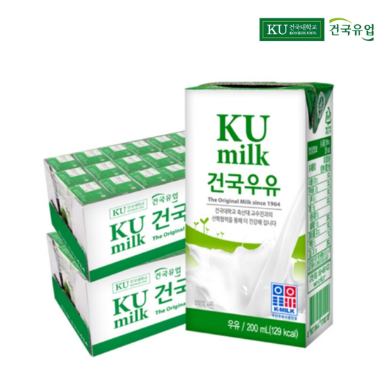 건국우유 멸균 흰우유 200ml 48팩
