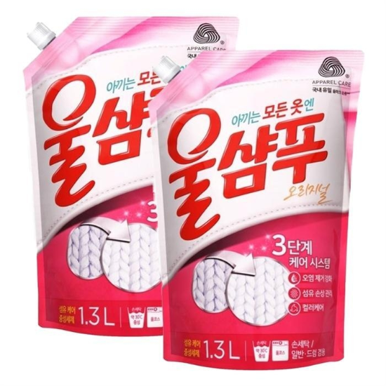 애경울샴푸오리지널리필1.3L2개