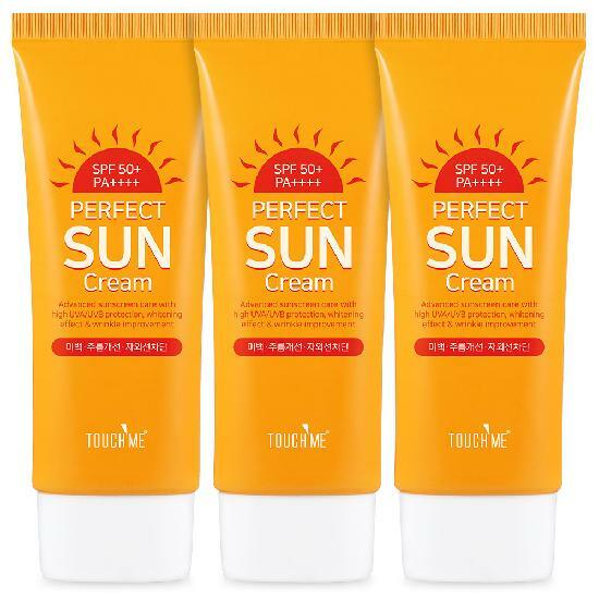 터치미 퍼펙트 대용량 썬크림 60ml 3개 (SPF50+PA+++) / 3중기능성 자외선차단 선크림