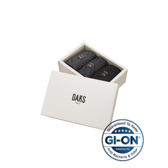 닥스 골프 블랙 로고자수 면혼방 중목양말 3종세트 (DGSS6F902BK)