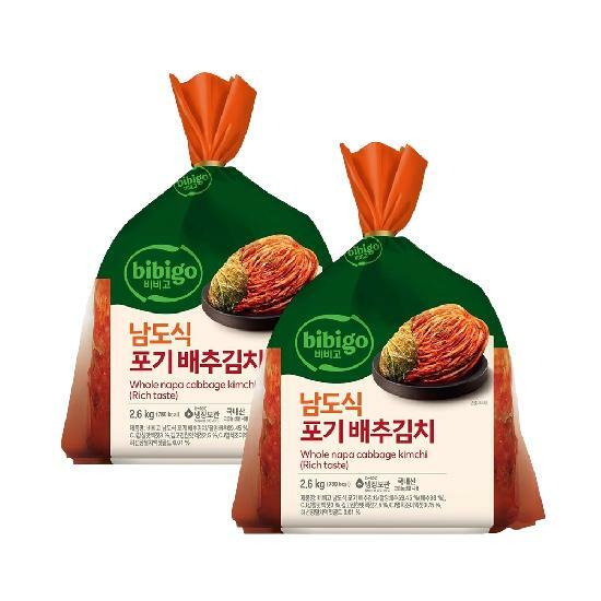 CJ제일제당 비비고 남도식포기배추김치 2.6kg x2개