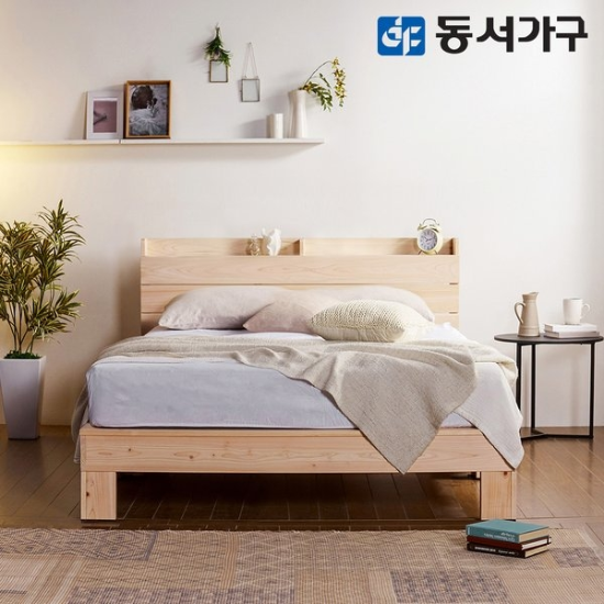 힐링 수납헤드 편백나무 원목 슈퍼싱글 SS 침대+9존독립 매트리스 DF639002