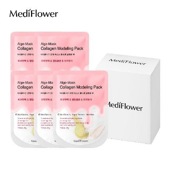 메디플라워 규조토 일회용 모델링팩 파우치 콜라겐 28gx5개입 세트