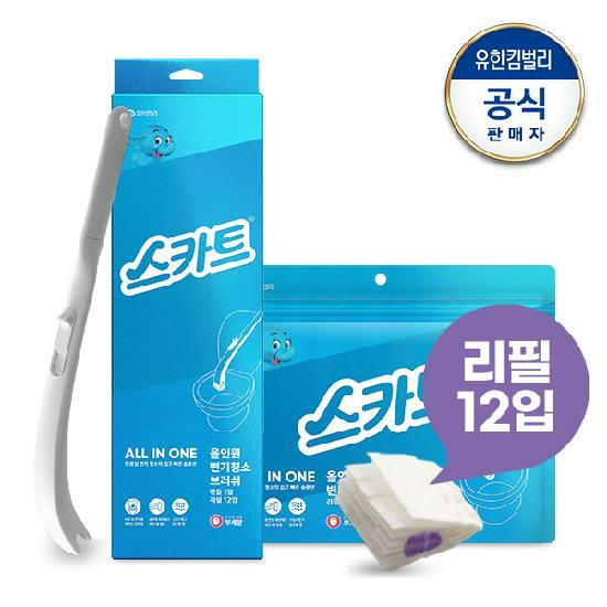 스카트 올인원 변기청소브러쉬 핸들1+리필12개 부케향