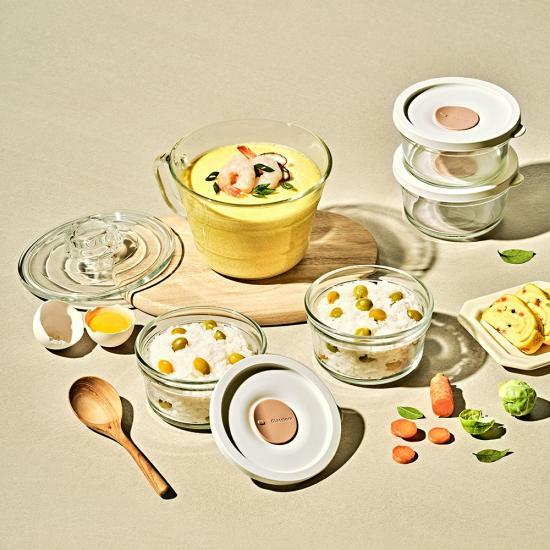 글라스락 렌지쿡 코지밀크 계란찜용/ 햇밥용기 원형 4조 세트