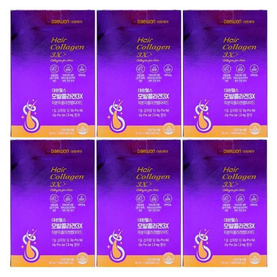 대원제약 대원헬스 모발콜라겐 3X 저분자 콜라겐 펩타이드 20ml x 28포 x 6개 -