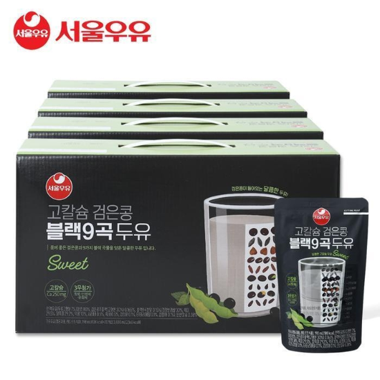 서울우유 고칼슘 검은콩 블랙9곡 두유 190ml 80팩-칼슘250mg (37852559)