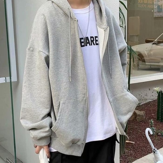 45889594-무지남성캐주얼루즈핏3컬러베이직후드집업IS-JK38