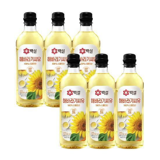 CJ 백설 해바라기씨유 900ml x6개