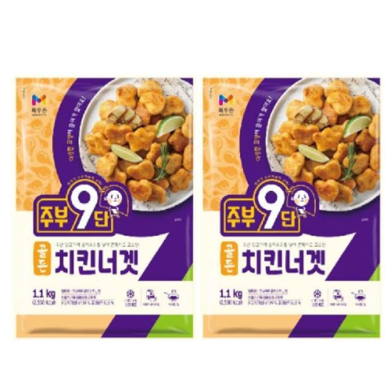[(주)셀러허브]목우촌 주부9단 골든 치킨너겟 1.1kg X 2개 아이들간식/J