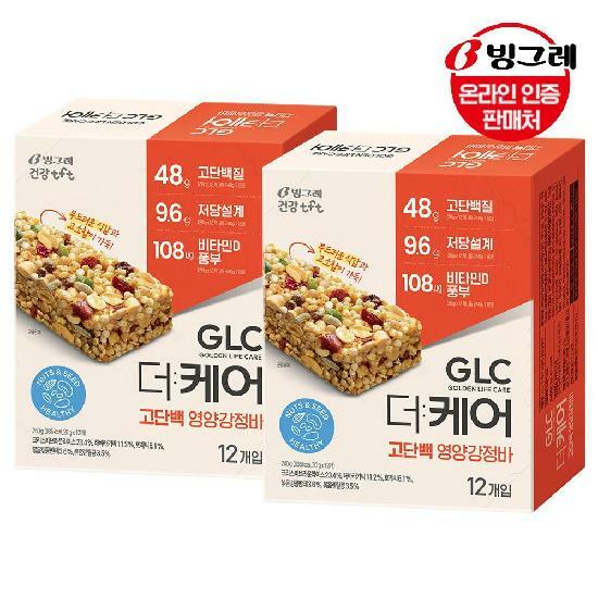 빙그레 GLC 더케어 고단백 영양강정바 24개
