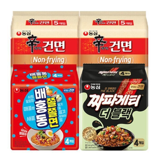 [패션플러스[695621]]신라면건면 10개+짜파게티 더블랙 4개+배홍동쫄쫄면 4개 총18개 (41335926)
