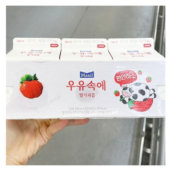 우유속에 딸기과즙 300ml X 3입 기획 b44433 (29269628)