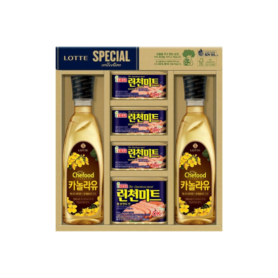 롯데푸드 프리미엄 혼합7호(ECO)(런천미트200g 3개,런천미트340g, 카놀라유500ml2개)4개