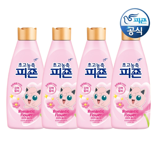 피죤 초고농축 섬유유연제 포켓몬에디션 로맨틱플라워 1L 용기 x 4개