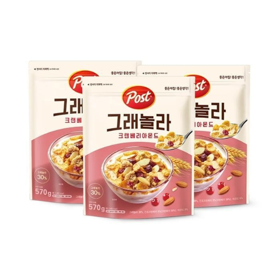 [(주)셀러허브]50808530-포스트 그래놀라 크랜베리 아몬드, 570g, 3개