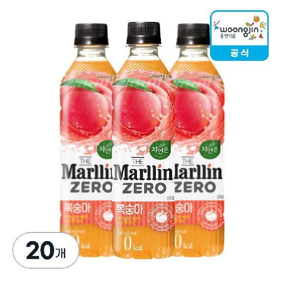 웅진식품 자연은 더말린 제로 복숭아 500ml, 20개