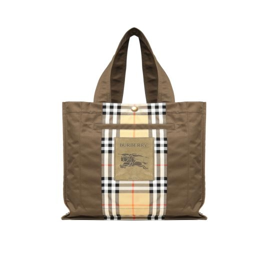 [해외배송] 26SS 버버리 체크 트렌치 토트 8119072 A1336 Military Green Sa