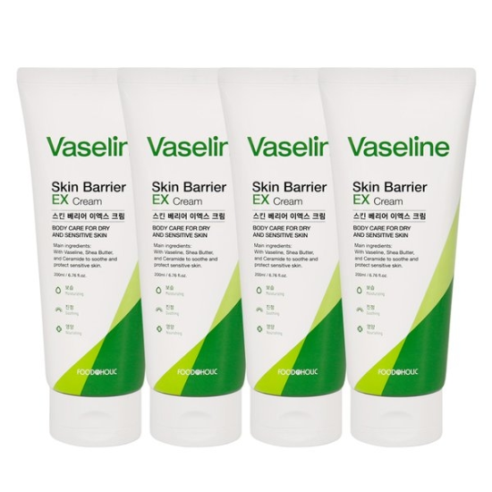 (4개)푸드어홀릭 바세린 스킨 베리어 이엑스 크림 200ml /바디크림 보습