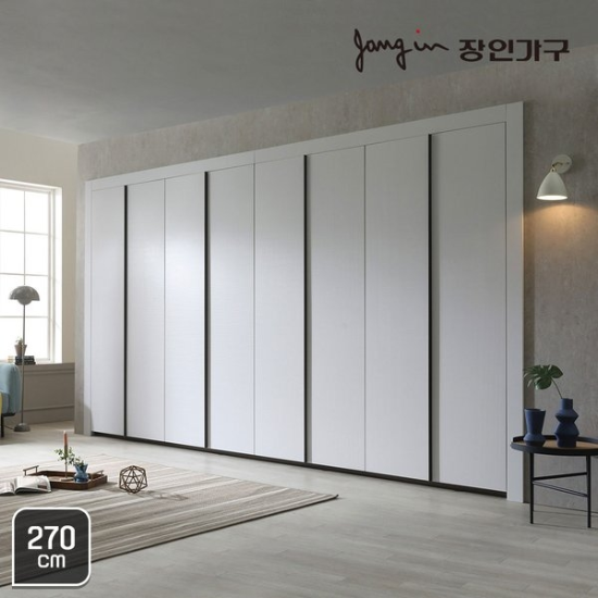 장인가구 유니크 베이직 엠보매트 여닫이붙박이장 270cm