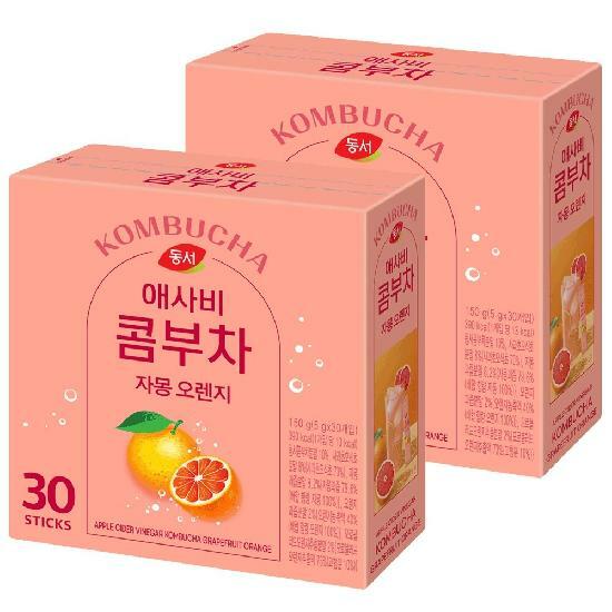 동서 애사비 콤부차 자몽 오렌지 30Tx2개
