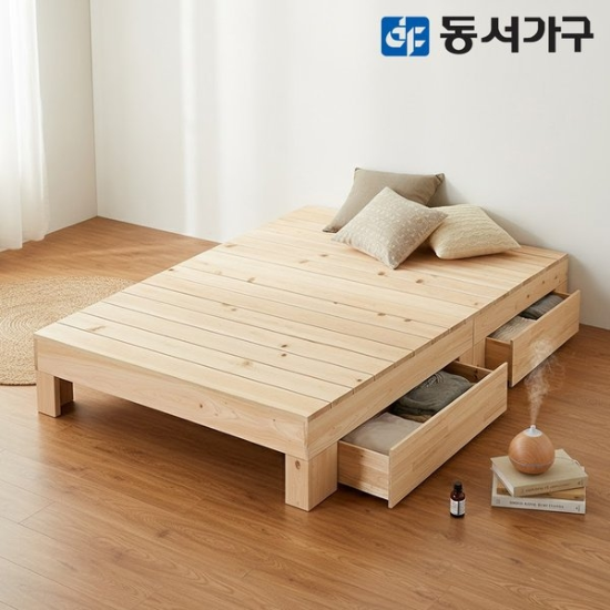 힐링 편백나무 평상형 서랍 슈퍼싱글 SS 침대 (매트미포함) DF642801