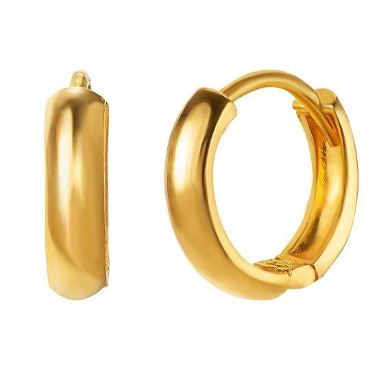 한국금다이아몬드 여자 순금 원터치 귀걸이 유광 반 링 24K 3.75g