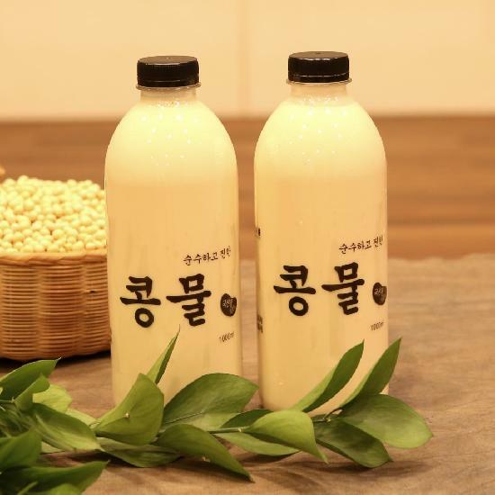 맷돌로 갈아 순수하고 찐한 순진콩물 우뭇콩물 혼합 1000ml 2병 국내산 콩국물 콩국수