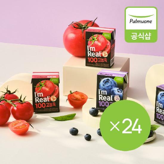 풀무원 아임리얼 100 고농축 블루베리12개+토마토12개 (120mlX6EA ,24입)
