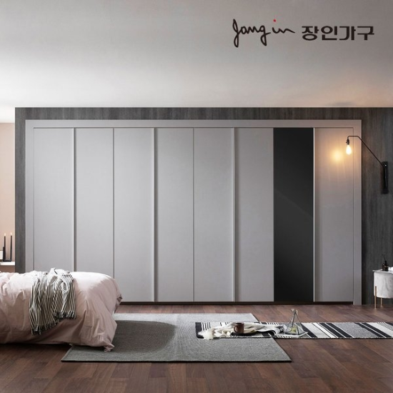 장인가구 파인 매트 여닫이 미러도어 붙박이장 30CM