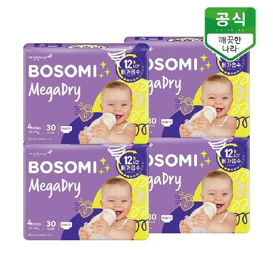 보솜이 메가드라이 팬티 기저귀 공용 대형 30개입 x 4팩