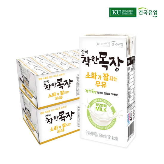 건국 착한목장 소화가 잘되는 우유 락토프리 190ml 48팩