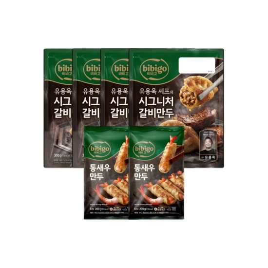 [에스비]CJ제일제당 비비고 시그니쳐 갈비만두 300g x4개 + 통새우만두 200g x2개