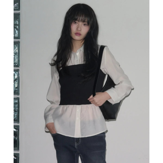 (광주신세계)세렌 뷔스티에 레이어드 셔츠LRSH6191