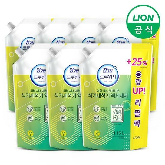 참그린 트루워시 식기세척기 세제 1.15L 리필형 7개 린스 성분 구연산소다 함유 비건인증