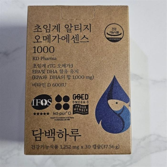 담백하루 초임계 알티지 오메가3 1000 비타민D600IU 에센스 30캡슐 1박스 (45726965)