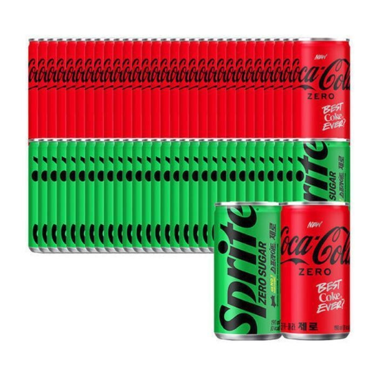 코카콜라 제로+스프라이트 제로 190ml 60캔 (2박스) (47335287)