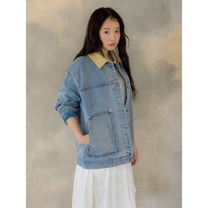 (신세계 사우스시티)배색 카라 포켓 데님 점퍼 OE6SM257