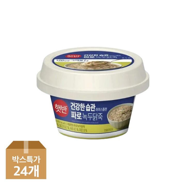 CJ제일제당 햇반 라이스플랜 파로녹두닭죽 265g x24개