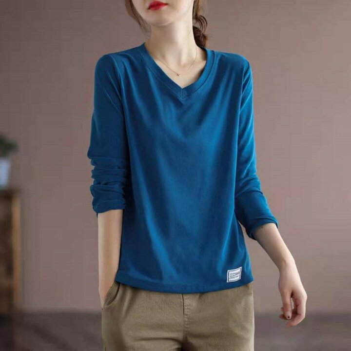 여성 데일리 컬러무드 데일리 브이넥 티셔츠