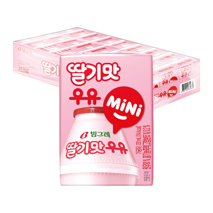 빙그레 딸기맛 우유 미니 120ml 24팩 / 멸균우유