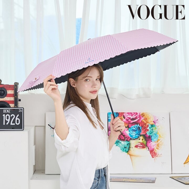 보그 50 체크 파스텔 암막코팅 3단 슬림 우양산 (핑크,블루,민트) MUVGU60004