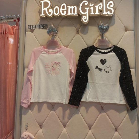 로엠걸즈 DP01 라글란 셔링리본 티셔츠 라글란 셔링 리본 티셔츠 RGLA2587C