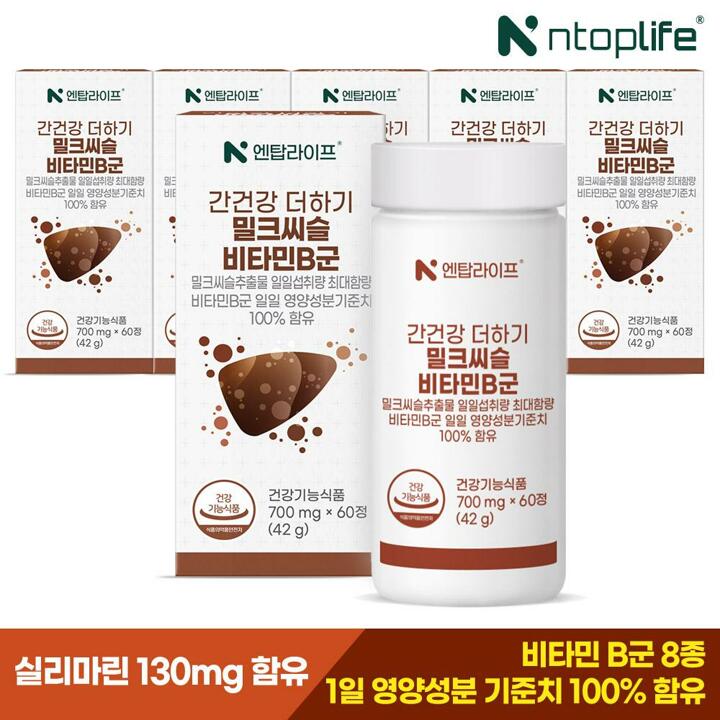 [엔탑라이프] 간건강 더하기 밀크씨슬 비타민B군 60정x6개(12개월분)