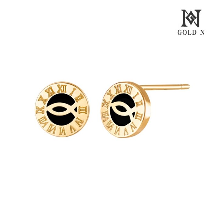 골드앤 14K 피쉬즈 천연오닉스 침귀걸이 6mm