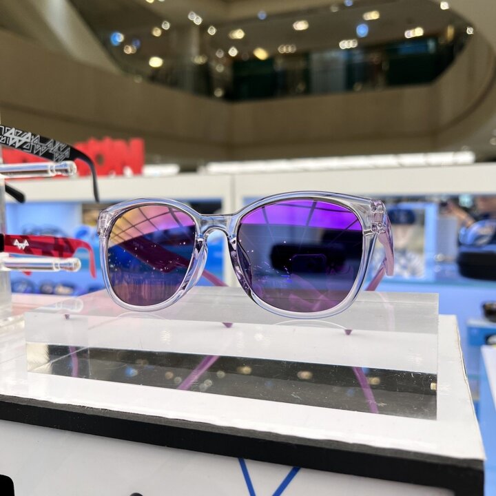 (신세계 사우스시티)8-13세 자외선차단가벼운 주니어 루키선글라스(클리어 퍼플유광테)퍼플미러LK7504-13스트랩 증정