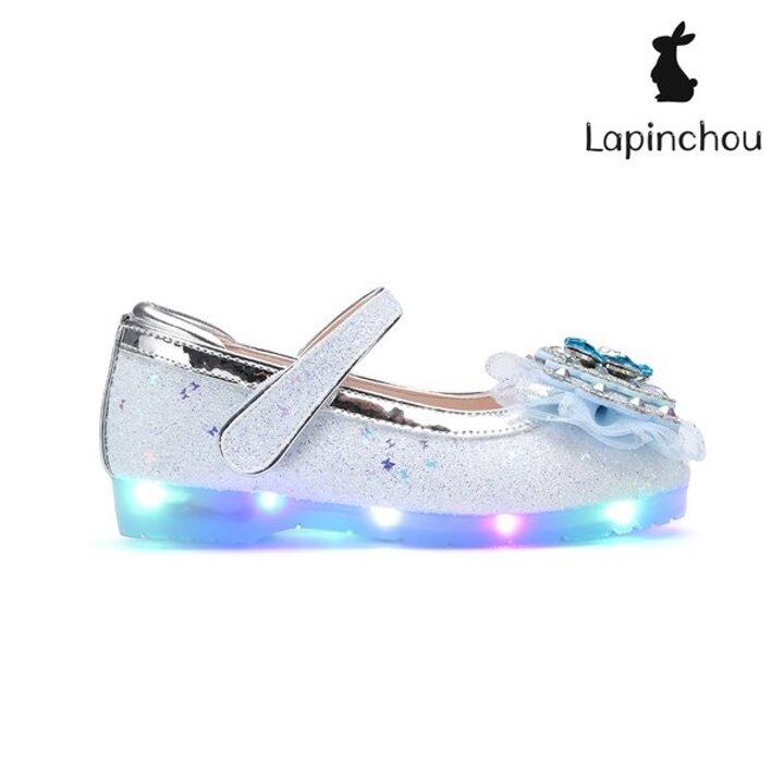 (신세계강남점)[LAPINCHOU] 라팡슈 엘레나 듀 메리제인 스카이블루 나비 글리터 키즈구두 여아구두 LED구두