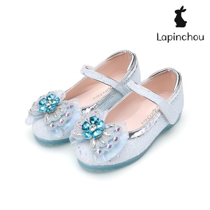 (신세계강남점)[LAPINCHOU] 라팡슈 엘레나 듀 메리제인 스카이블루 나비 글리터 키즈구두 여아구두 LED구두