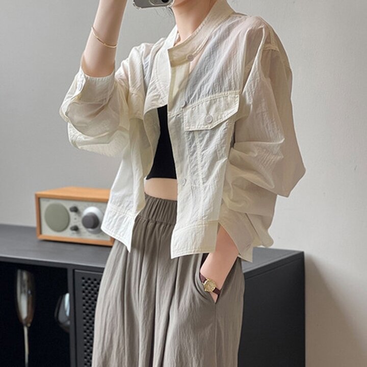 253646 - 썸머 바람막이 여성점퍼 간절기점퍼 여성점퍼 여성블라우스 썸머아우터 블루종 빅사이즈블라우스
