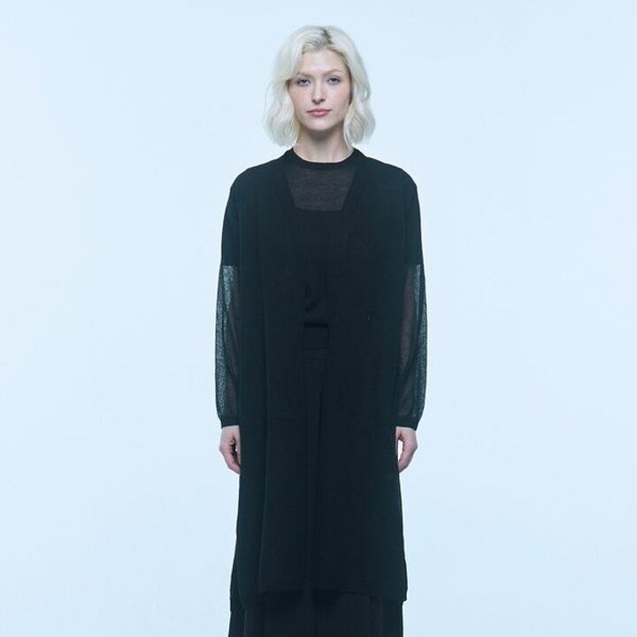 (신세계센텀점)린넨 블렌디드 사이드 오픈 가디건 (UFKKCA25LN-BLACK)